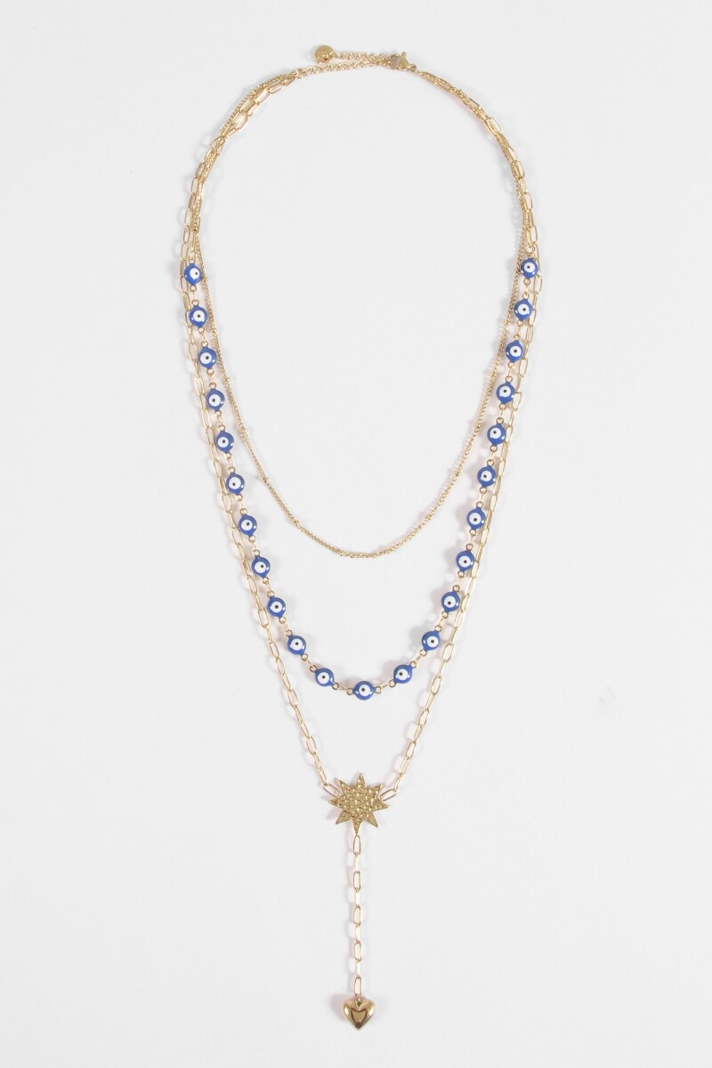 Collar acero ojitos dorado