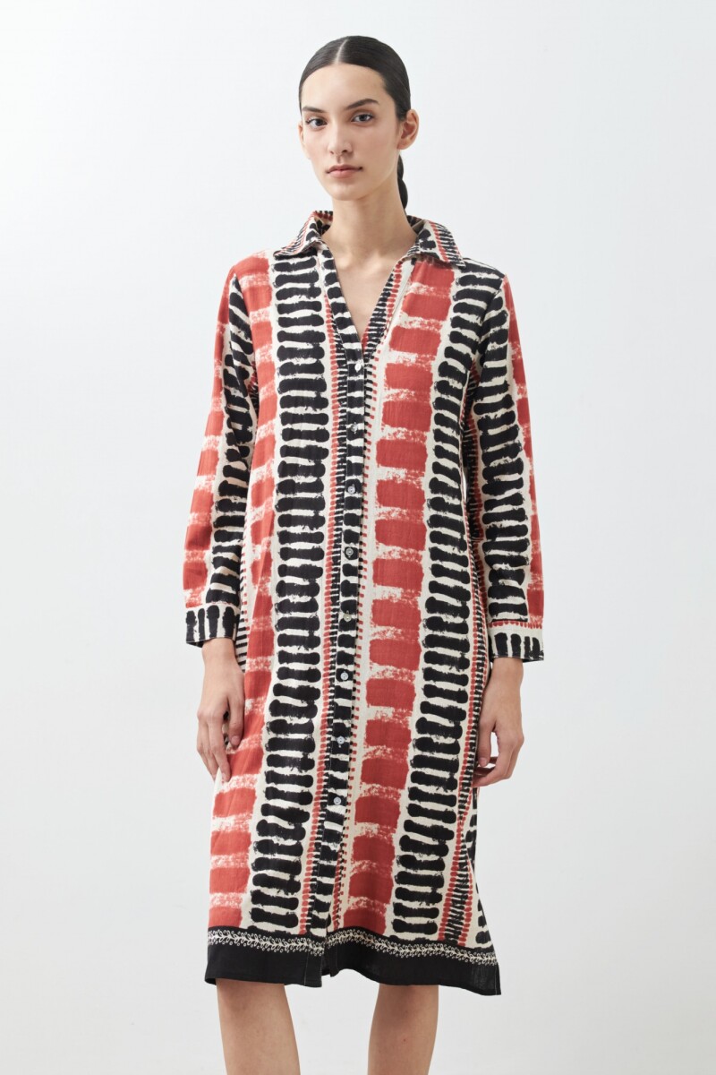 Vestido estampado abstracto beige