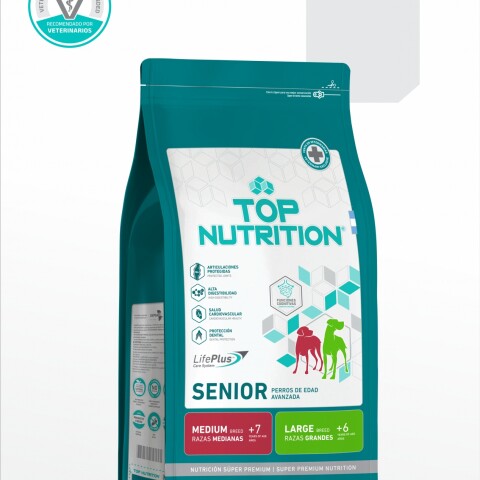 TOP NUTRITION PERROS SENIOR RAZAS MEDIANAS Y GRANDES X 15 KG Top Nutrition Perros Senior Razas Medianas Y Grandes X 15 Kg