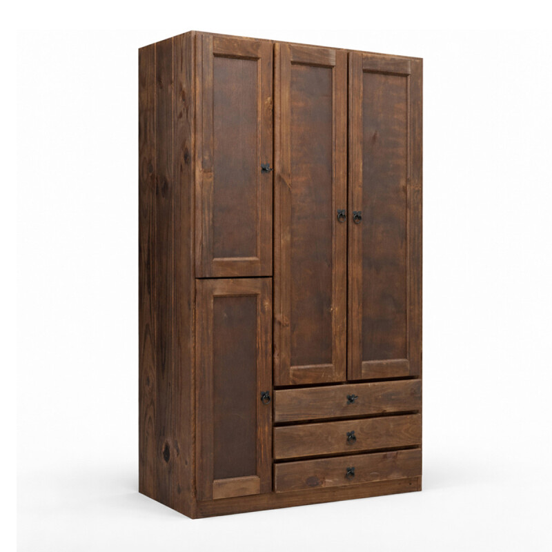 Ropero Madera Maciza 4 Puertas 3 Cajones Lustrado Nogal Ropero Madera Maciza 4 Puertas 3 Cajones Lustrado Nogal