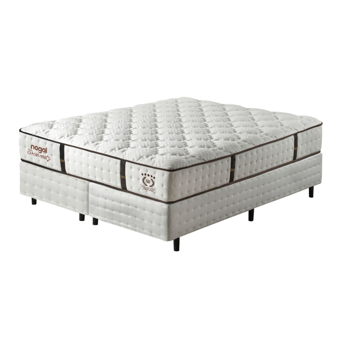 SOMIER NOGAL OASIS KING 1.93X2.03 BLANCO BASE+COLCHON - Unica 