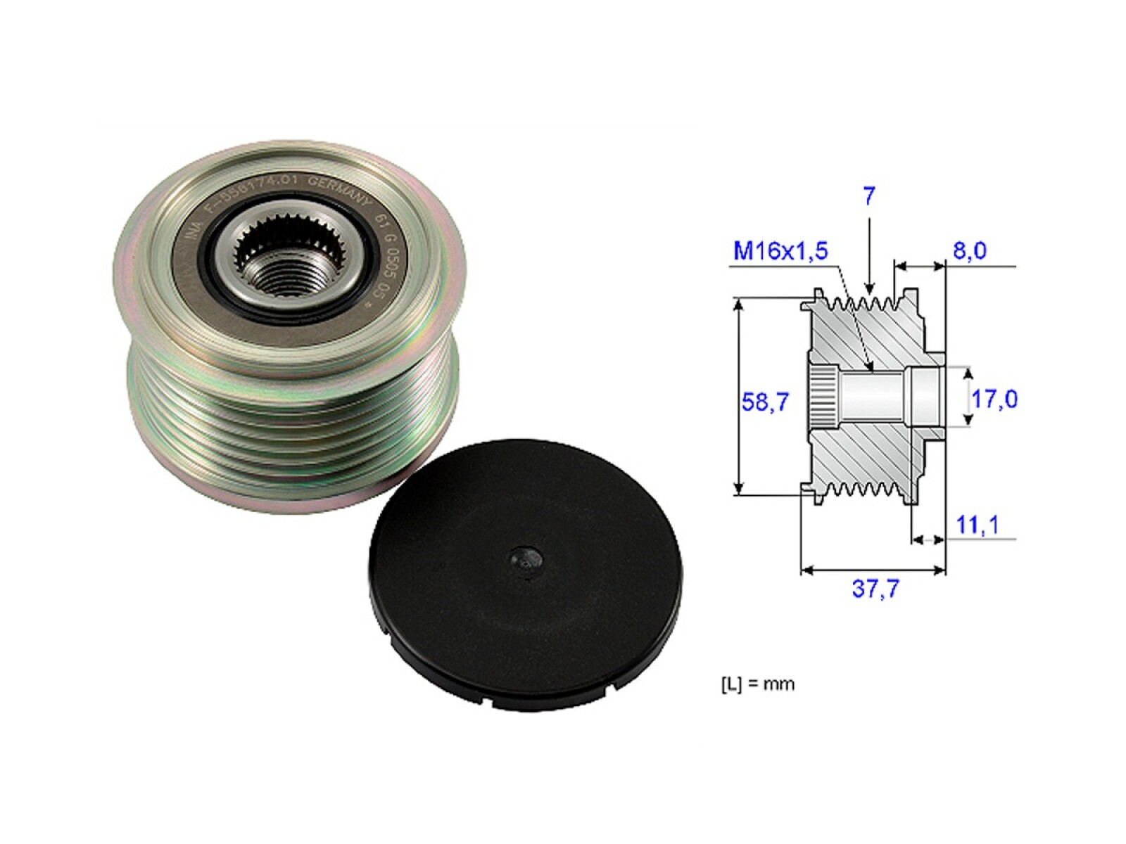 Polea Alternador Marcha Libre Ford Ranger 4X2/Ranger 4X4 Mazda Bt50 4X4/Bt50 Toyota Hilux 04-25 