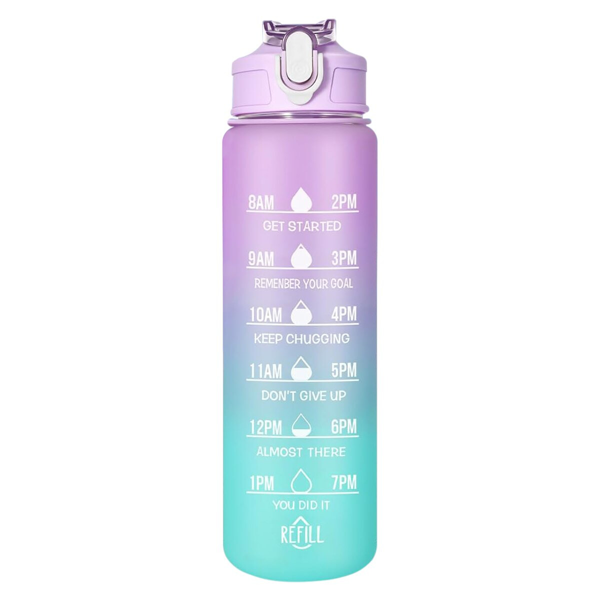 Botella De Agua Deportiva 750ml Motivacional Hidratacion Fit - Variante Color Violeta 