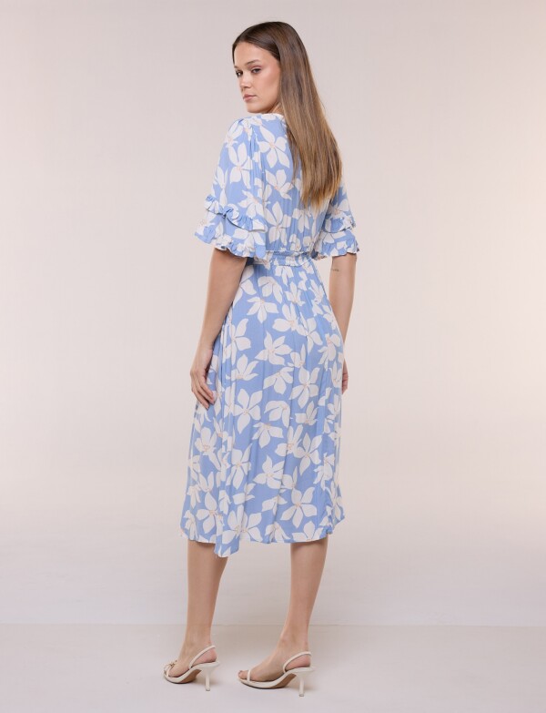 Vestido Volados Printed CELESTE/MULTI