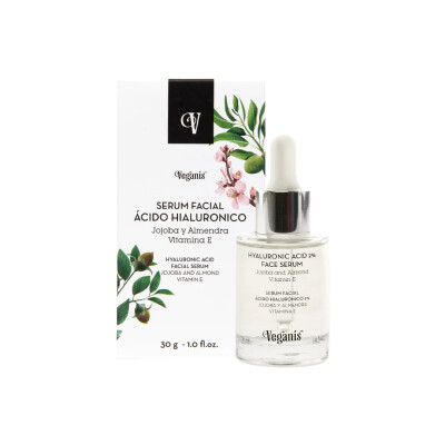 Serum Facial Con Acido Hialurónico, Jojoba Y Almendra Veganis 30ml Serum Acido Hyaluronico Vegani