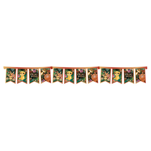 Cotillón Banderín Cartel Felicidades Animalitos de la Selva Disney 150 cm U