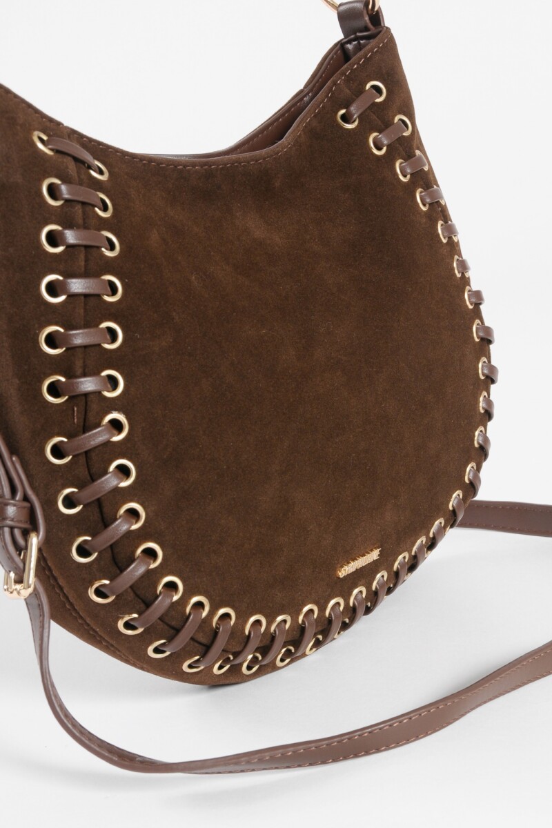 Cartera de hombro suede trenzado chocolate
