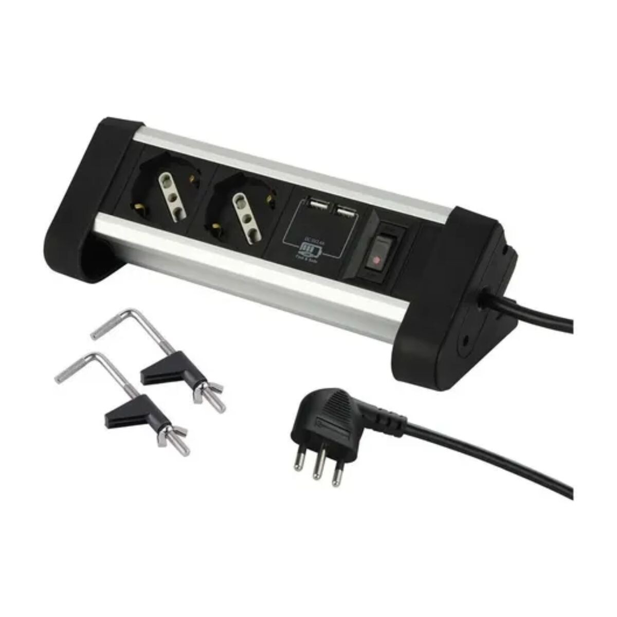 ALARGUE SOBREMESA 2MT 10A 2 SCHUKO 2 USB CARGA RAPIDA ELECTR Alargue Sobremesa 2mt 10a 2 Schuko 2 Usb Carga Rapida Electr