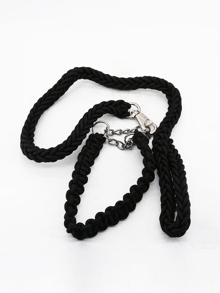 COLLAR Y CORREA TRENZADA - NEGRO 