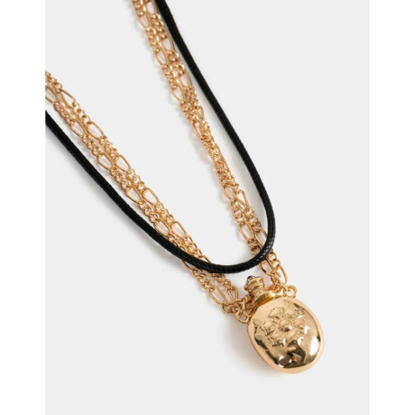 Collar Corto Con Dije De Botella Dorado Burnish Gold