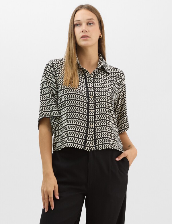 Camisa Con Estampado Geométrico Eslabones NEGRO/CRUDO