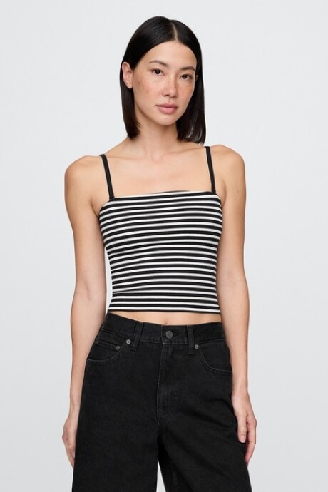 Musculosa Algodón Breteles Finos Mujer Black White Stripe