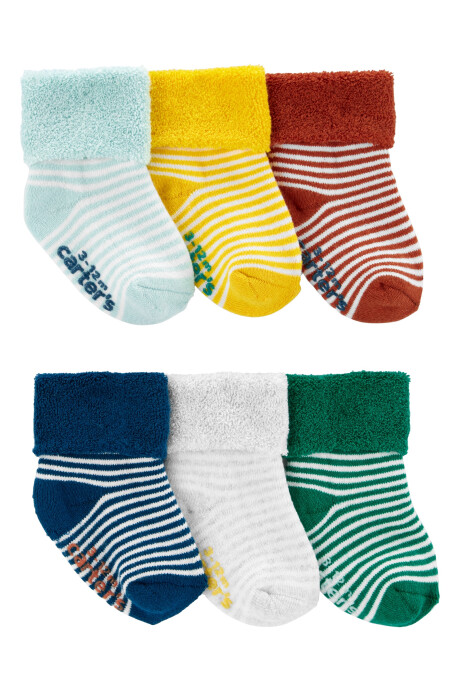 Pack seis pares de medias de algodón antideslizantes con puño Sin color