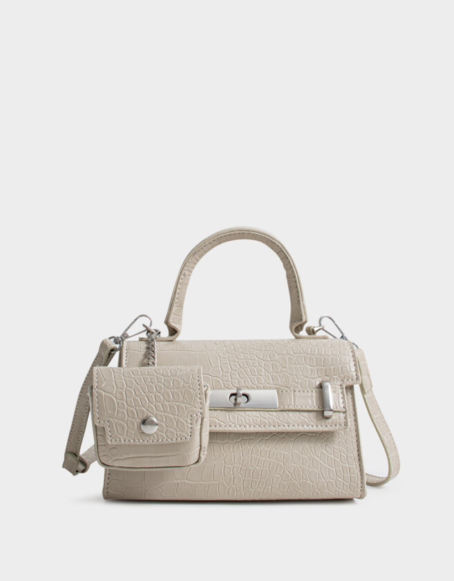 City Cartera City Efecto Croco - Blanco Crudo