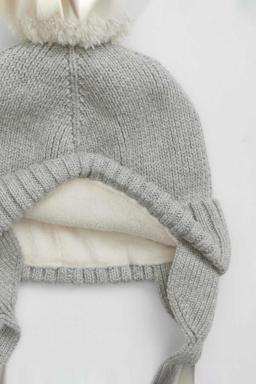 Gorro Con Corderito Bebé Light Heather Grey B08