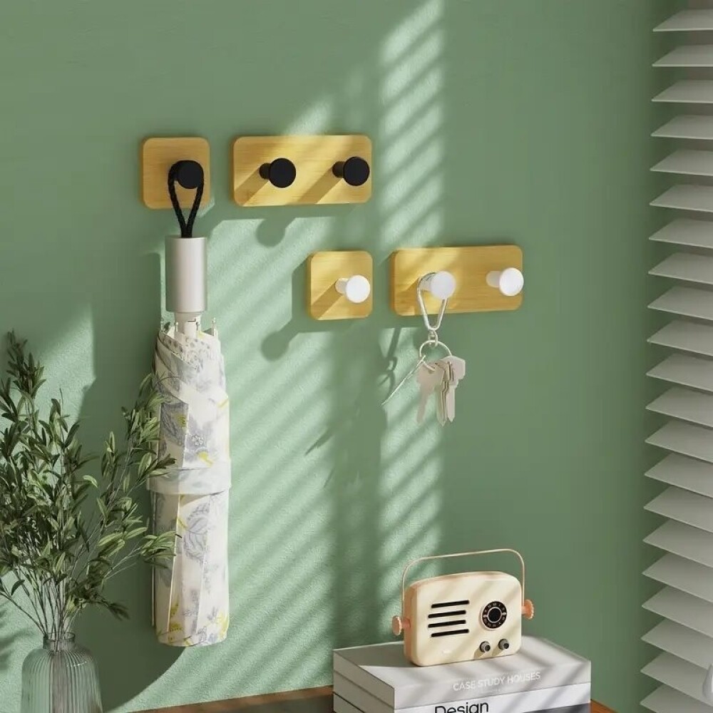 Perchero de Pared 2 Colgadores Bambú Natural/Negro PERCHERO DE PARED 2 COLGADORES BAMBOO NATURAL/NEG.