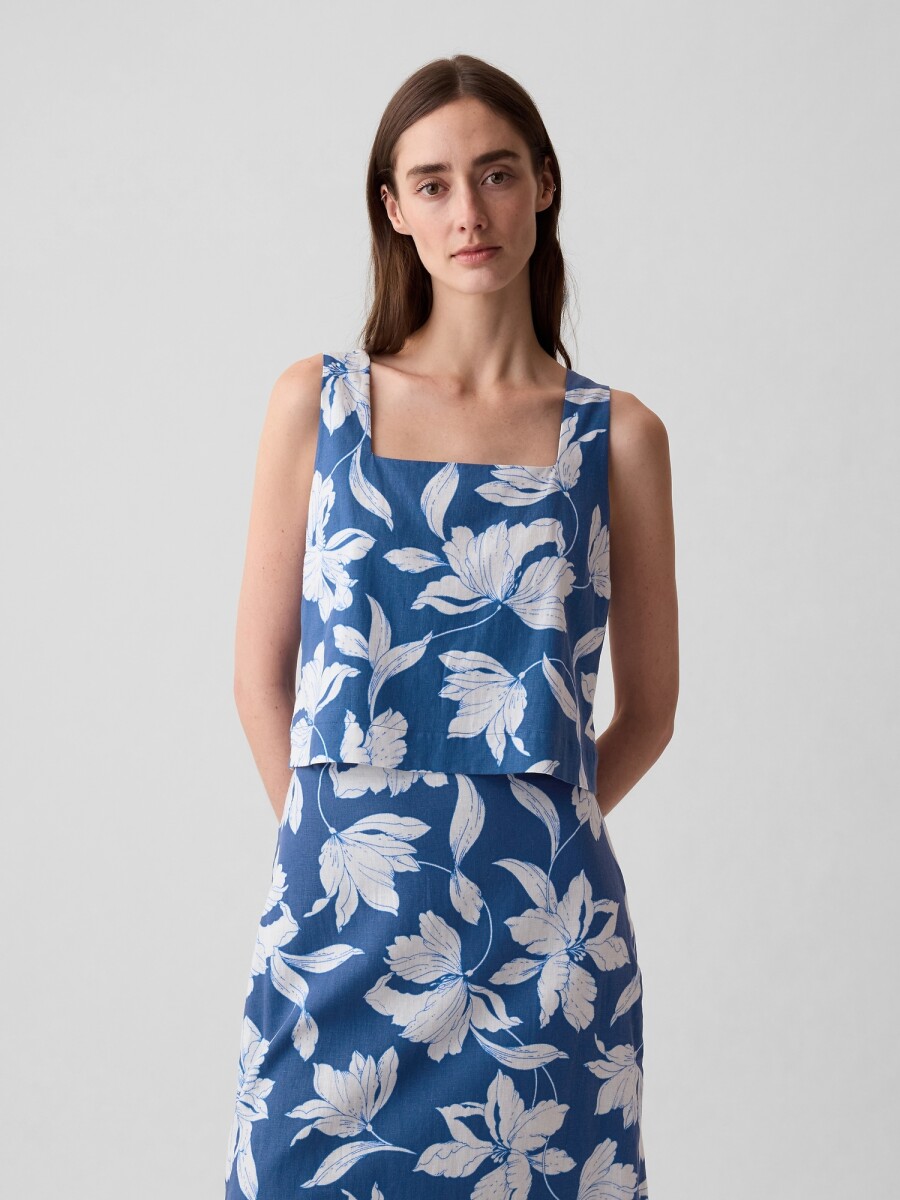 Musculosa De Lino Mujer - Sp May Blue Wht Flrl 