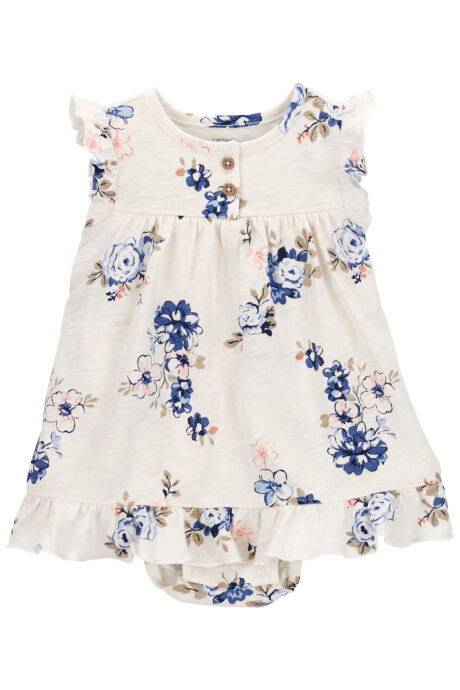 Set dos piezas de algodón, vestido y saco diseño floral Sin color