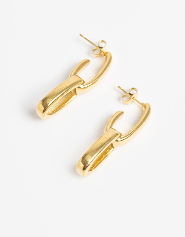 Aros Colgantes Cortos Metal Aros Cortos De Acero - Dorado