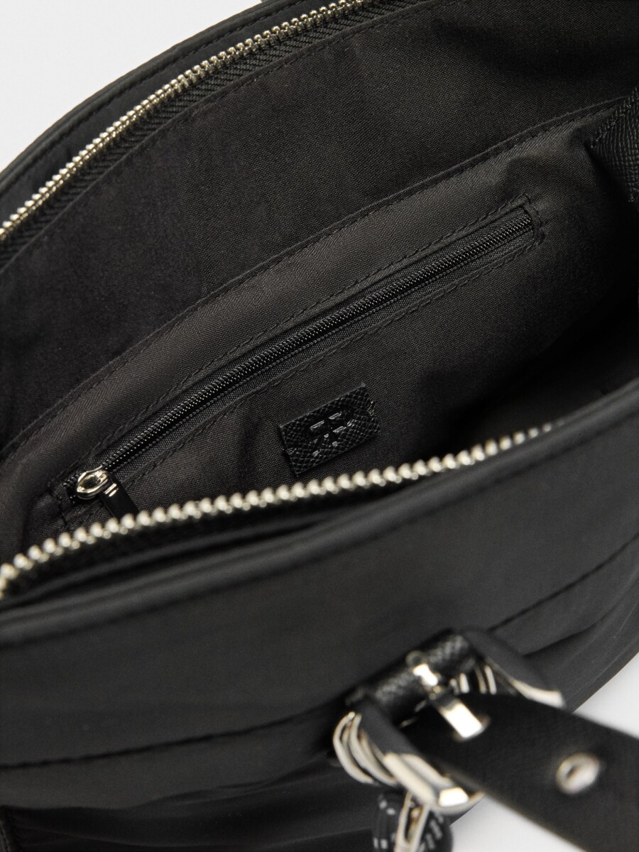Bolso Tote De Nylon Con Colgante negro