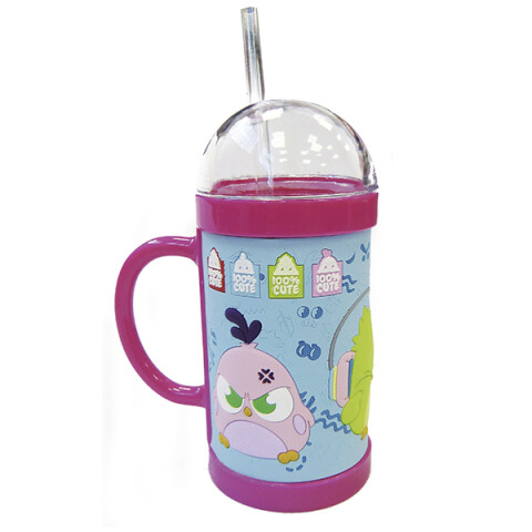 Vaso de Goma Eva con Tapa, Asa y Sorbete Angry Birds Oficial U