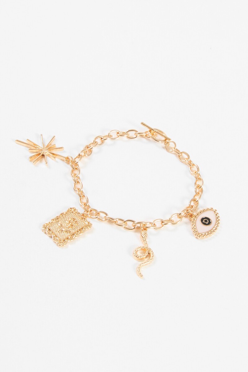 Pulsera con dijes dorado