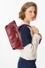 Golden Leather Bag Bordeaux