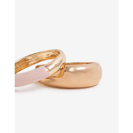 Set De 2 Anillos Esmaltados Bañado En Oro Dorado