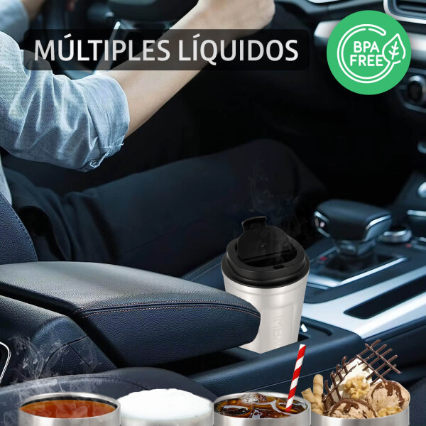 Vaso Termico Cafe Doble Capa 380ml Con Tapa Acero Inoxidable Vaso Termico Cafe Doble Capa 380ml Con Tapa Acero Inoxidable