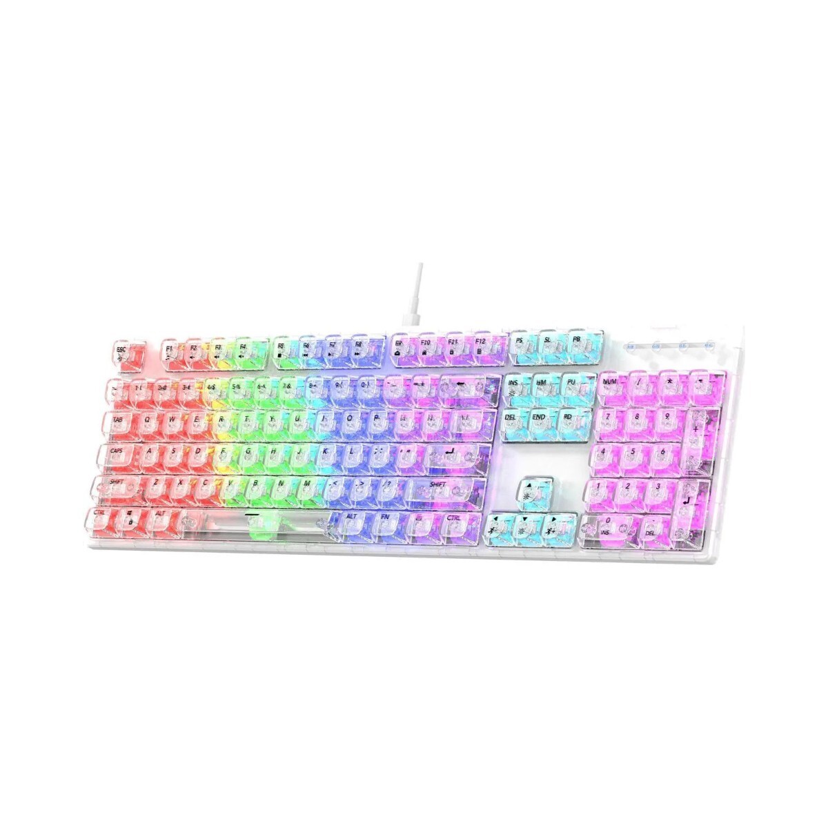 TECLADO MECÁNICO L1000 TRANSPARENTE CON LUCES RGB CON CABLE 