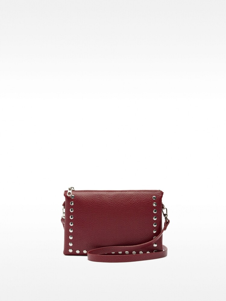 Bolso Bandolera Doble Con Tachuelas burdeos