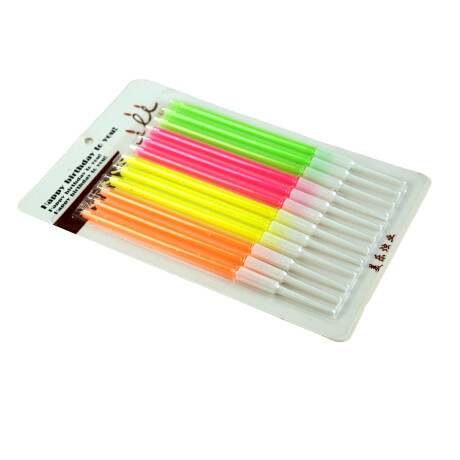 VELA P/CUMPLEAÑOS X12PCS LARGAS FLUO BLISTER VELA P/CUMPLEAÑOS X12PCS LARGAS FLUO BLISTER