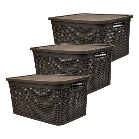 Set x3 Caja simil ratán 15 lts CHOCOLATE