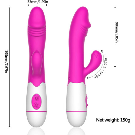 Vibrador Con Doble Estímulo Desing Recargable USB Fucsia
