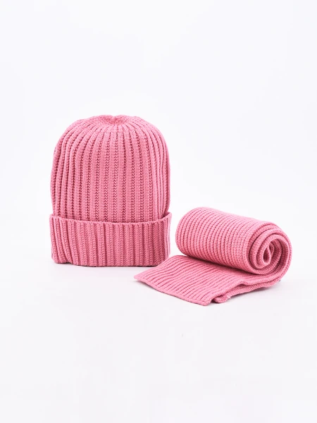 GORRO Y BUFANDA ROSADO