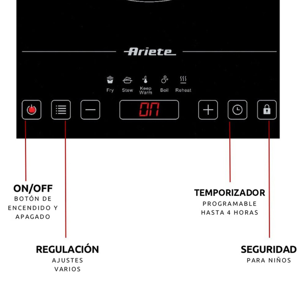 PLACA DE INDUCCION 2000-W NEGRO ARIETE MOD.1997