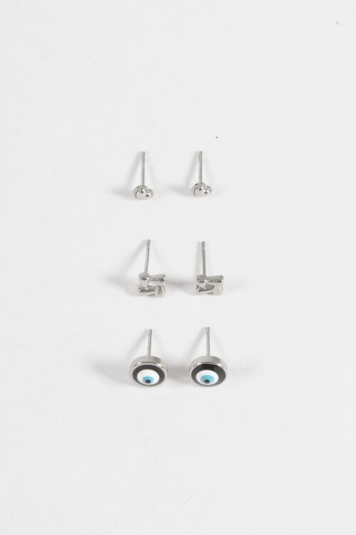 Set de caravanas pin acero plateado