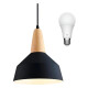 Lampara Colgante De Techo Color Y Madera Diseño Nordico Negro