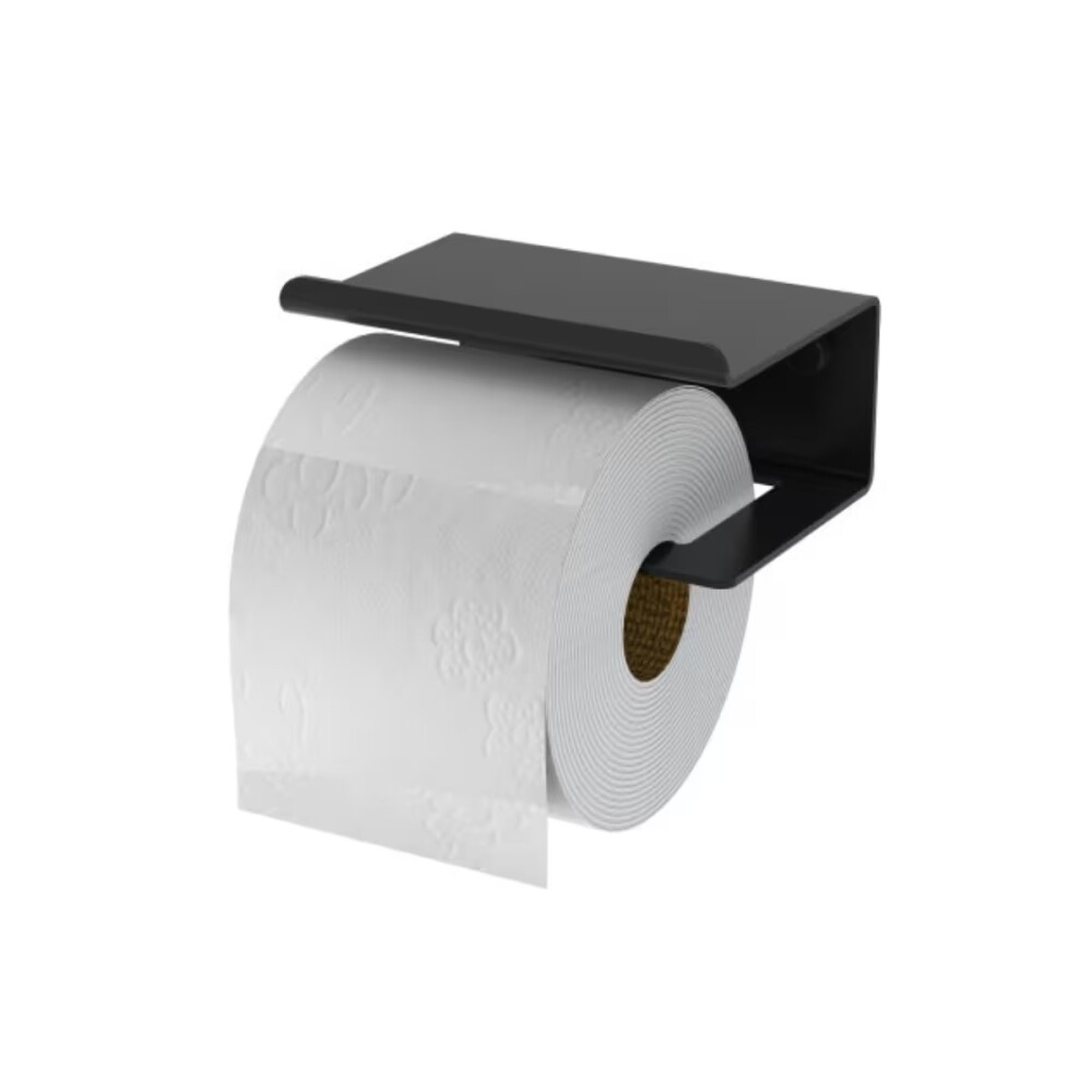 PORTARROLLOS CON ESTANTE NEGRO MATE Portarrollos Con Estante Negro Mate