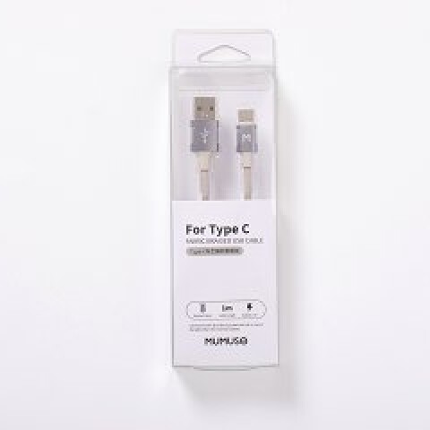 CABLE USB TRENZADO DE TELA TIPO C (2.1 A-GRIS) CABLE USB TRENZADO DE TELA TIPO C (2.1 A-GRIS)