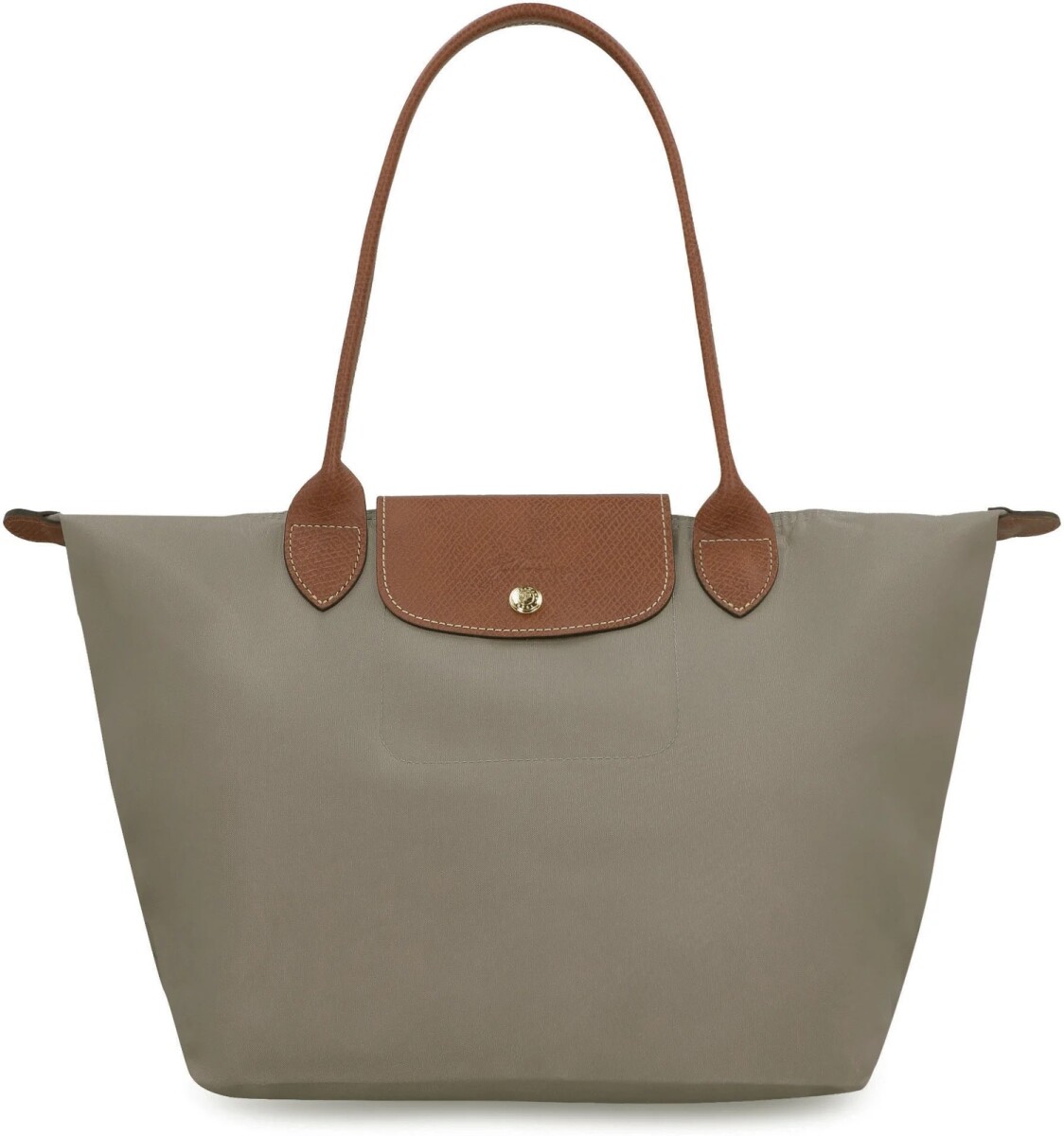 Longchamp -Cartera Longchamp plegable de nylon con cierre y asa larga, Le pliage M - Gris 