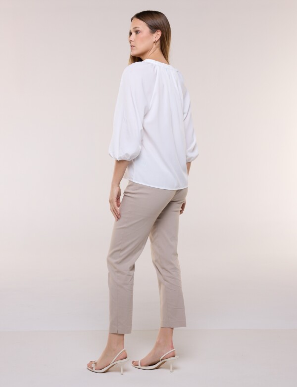 Blusa De Gasa Con Manga Abullonada CRUDO