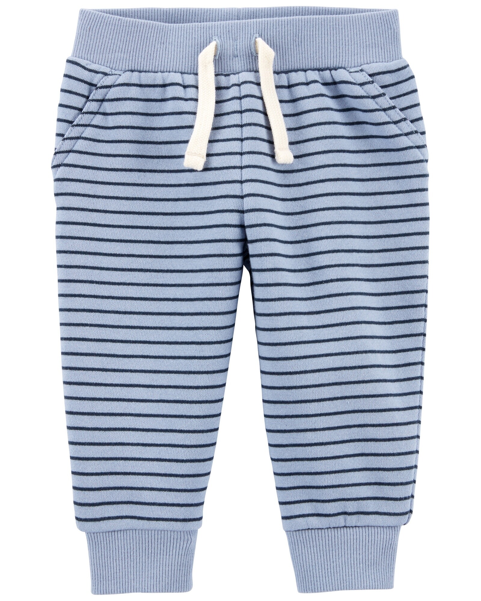 Pantalón de algodón con felpa diseño a rayas Sin color