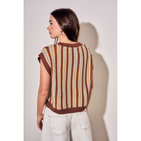 Chaleco Rayado Texturado Celeste
