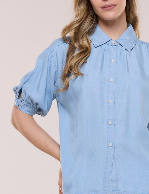 Camisa Mangas Abullonadas Y Detalle Smock JEAN CLARO