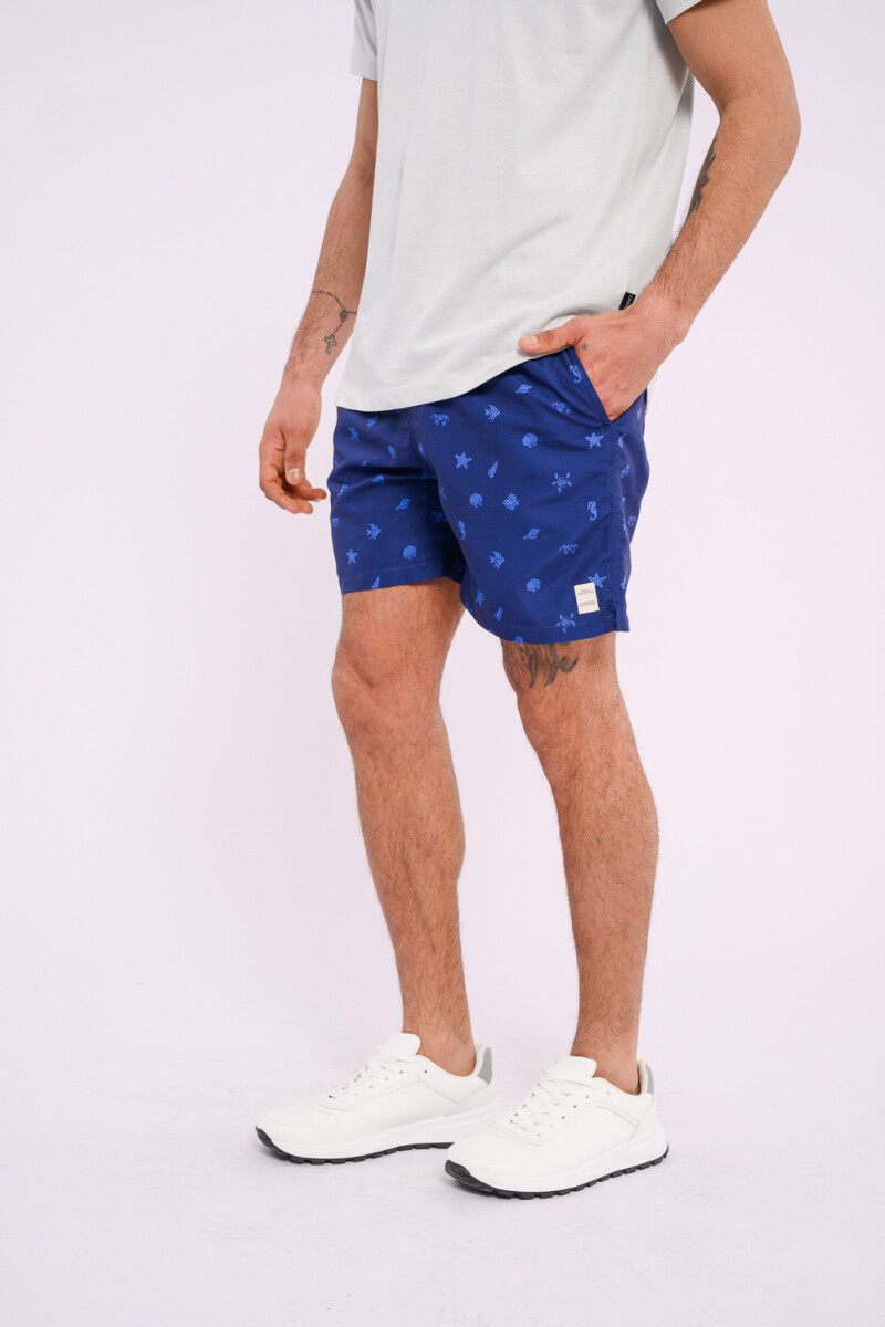 Short de baño estampado Azul