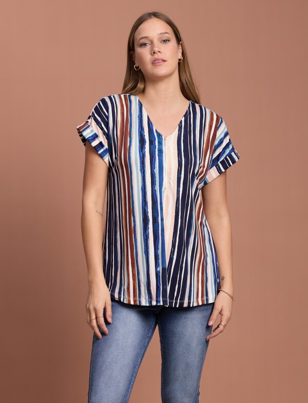 Blusa Lineas Cierre MULTI/AZUL