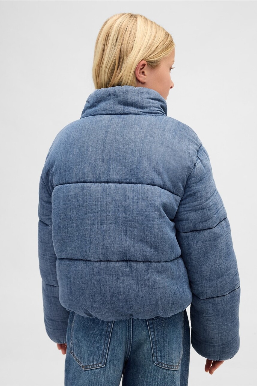 Campera De Jean Puffer Niña Medium Wash