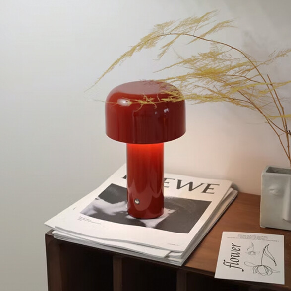 Lámpara de mesa hongo inalámbrica rojo USB cálida AI9862