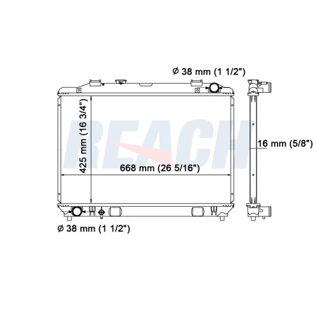 RADIADOR DAIHATSU LITEACE R40 96/ (66.8X42.5) REACH RADIADOR DAIHATSU LITEACE R40 96/ (66.8X42.5) REACH